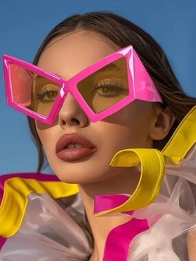 Bold Pink Geometric Sunglasses - Women Accessories